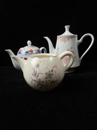 Trio Of Floral Teapots