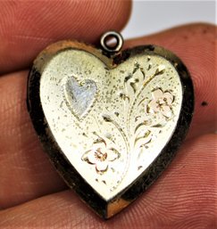 Vintage Sterling Silver Heart Shaped Locket Engraved Floral Design