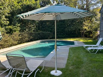 Treasure Garden Tilting Hunter Green Striped Umbrella With Stand