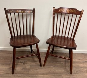 Two Vintage Hitchcock Chairs With Stencil Designs