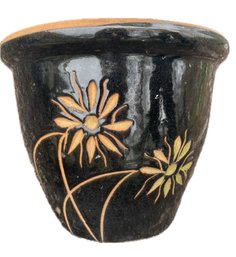 Gorgeous Brown Floral Gazed Earthenware Planter