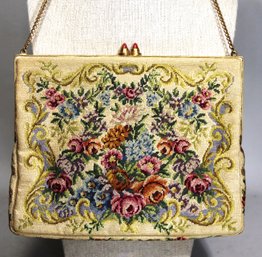Very Fine Vintage Petitpoint Embroidery Ladies Evening Purse Bag