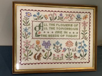 'all The Flowers Of All Tomorrows' Framed Needlepoint