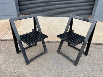 Pair Of Black Jacober Style Folding Chairs