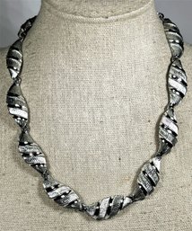 Vintage Signed CORO Silver Tone Link Necklace Choker Length