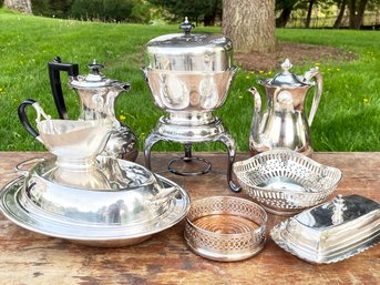 A Collection Of Vintage Silver Plated Serving Ware