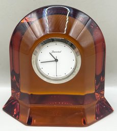 Baccarat Amber Crystal Vega Desk Clock - Pristine
