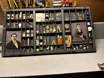 Amazing Shadow Box With Super Antique Items