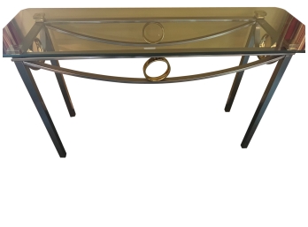 Art Deco Inspired Glass Top Metal Sofa Table