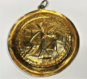 Alva Studios Gold Tone Ethnographic Style Medallion Pendant