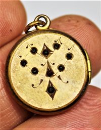 Victorian Gold Filled Round Shaped Locket Having Dark Stones