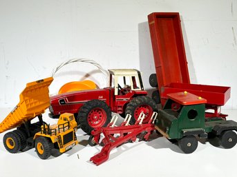 Vintage Metal And Plastic Toy Trucks - Caterpillar And More