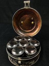 1800s Metal 7 Spice Tin W/lock Box Style