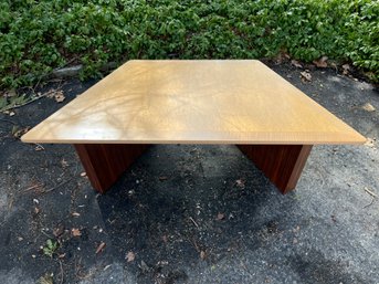Unique Trapezoid Shaped Birch And Burled Maple Low Table