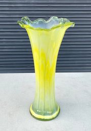 Large Vintage Hand Blown Swung Glass Vase