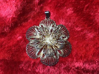 Large Starburst Coin Silver Pendant