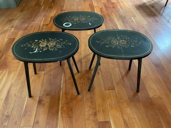 Trio Of Hitchcock Folding Side Table.