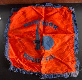 1939 NY Worlds Fair Orange & Blue Pillow Case / Cover - As-Is