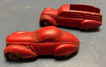 Two SUN RUBBER CO Rubber Toy Cars - Circa 1930's