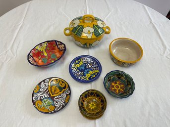 7 Vintage Mexican Handmade Ceramic Pottery