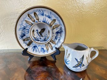 Two Pieces Louisville Stoneware Duck Motif Tableware