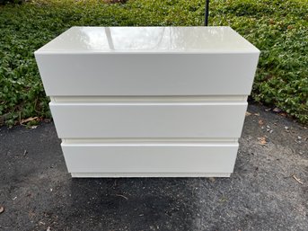 Modern White Lacquer Laminate Three Drawer Dresser 36 X 20 X 29