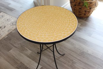 Round Yellow Tiled Indoor Outdoor Table