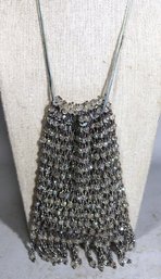 Victorian Smaller Sized Glass Beaded Mesh Pattern Evening Bag Purse