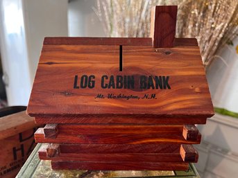 Vintage Rustic Log Cabin Style Coin Bank