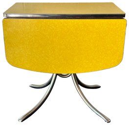 Vintage Chrome And Yellow Formica 1950s Dinette Drop Leaf Table