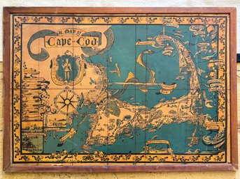 A Vintage Map Of Cape Cod - Mounted On Board