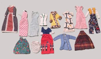 Fabulous Vintage Barbie Clothes-60-70's-yellow Coat With Animal Print, Red White & Blue Dress & More-Lot 2