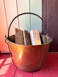 English Hammered Copper & Brass Log Bin (1of 2)