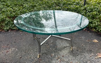 Glass And Chromed Metal Low Table - 36'D In Two Pieces