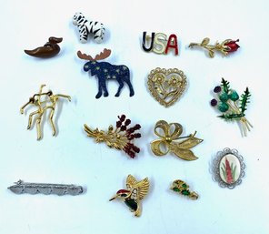 Collection Of 14 Estate Brooches
