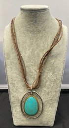 Silpada Leather And Turquoise Necklace