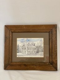 R.M. Parker Signed Drawing Of Wilton Heritage Museum