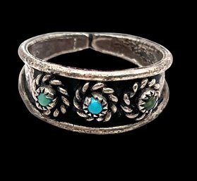 Vintage Three Stone Turquoise Band Ring, Size 7