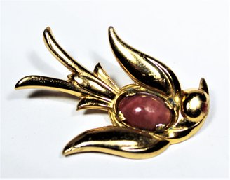 Gold Tone Vintage Swallow Bird Brooch Pin