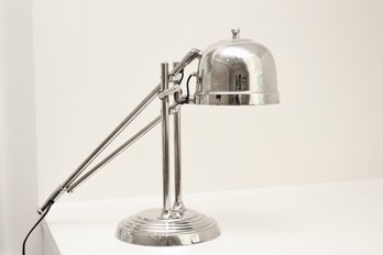 2 Of 2 Nickel Finish Articulated Deco Inspired Industrial Table Lamp