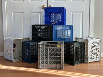 A Large Assortment Of Plastic Milk Crates & More