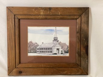 R.M. Parker Signed Drawing Of Wilton Congregational Church
