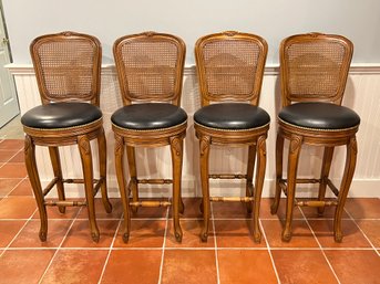 Paid $500 Each Set Of 4 Frontegate Barstools With Leather Seat