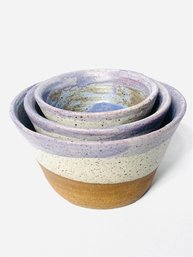 Artist Signed Trio Of Studio Pottery Nesting Bowls