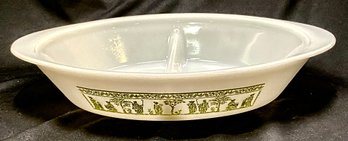 Vintage 1960's Jeanette Glassbake Divided Baking Dish - Grecian Pattern