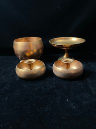 Copper Candle Holders And Misc Lot