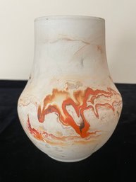 Nemadji Art Pottery Vase Swirl Orange Red Tan