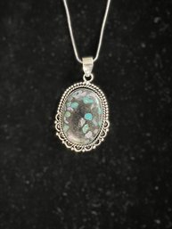 Synthetic Turquoise Pendant Necklace