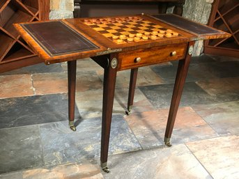 Amazing $2,750 MAITLAND SMITH Chess Set - Inlaid Top - Tooled Leather - Bronze Mounts - Pull Out Tablets