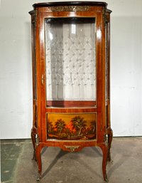 A 1920's Vitrine With Inset Painted Panels And Ormolu Trim